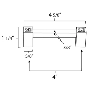 C718-4 - Contemporary Square Crystal - 4" Cabinet Pull