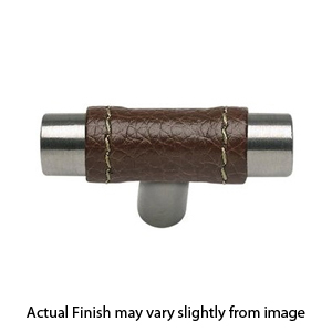 288 - Zanzibar - 2" Cabinet Knob - Brown Leather/ Brushed Nickel