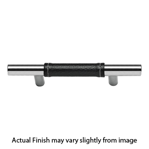 281 - Zanzibar - 160mm Cabinet Pull - Black Leather/ Polished Chrome