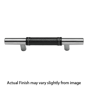 281 - Zanzibar - 160mm Cabinet Pull - Black Leather/ Brushed Nickel