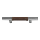 280 - Zanzibar - 3" Cabinet Pull - Brown Leather/ Brushed Nickel