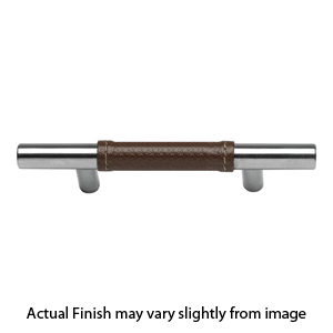 280 - Zanzibar - 3" Cabinet Pull - Brown Leather/ Brushed Nickel