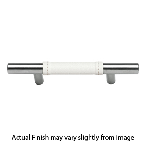 282 - Zanzibar - 288mm Cabinet Pull - White Leather/ Brushed Nickel