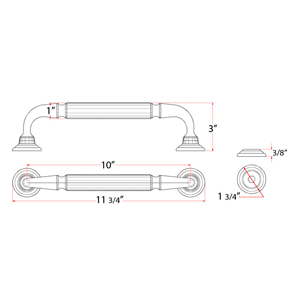 DP257R - Traditional Door Pull w/ Rosettes