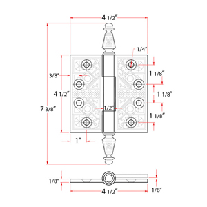 Mortise Hinge - Ornate Design