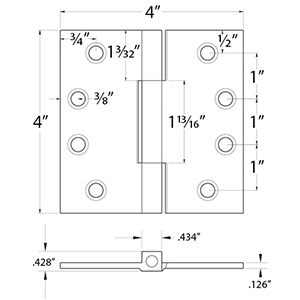 4" dia. - Square Barrel Hinge