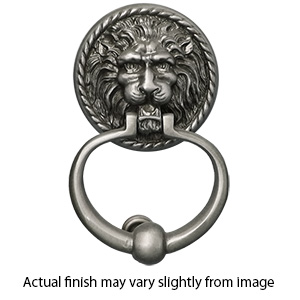 7632-15A - Rope Lion Door Knocker - Antique Pewter