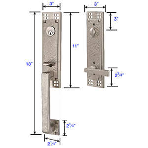 Emtek - Arts & Crafts Tubular Right-Hand Lever Entrance Set