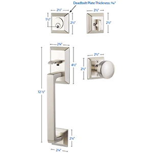 Emtek - Heritage Sectional Tubular Knob Entrance Set