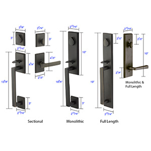 Emtek - Rustic Modern Rectangular Tubular Knob Entrance Set