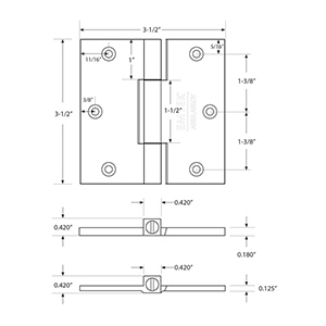 3.5" Square Barrel Hinges - Heavy Duty