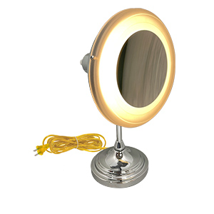 Single Sided Make-Up Mirror with Light - Magnification x8 - Polished Chrome