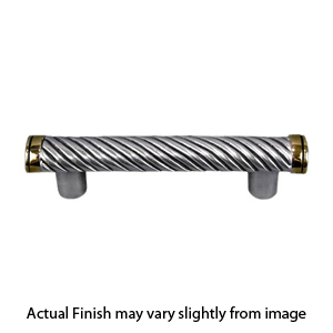 K1022-AS/PG - Sanzio Wavy Lines 3" cc Cabinet Pull - Antique Silver/ Polished Gold