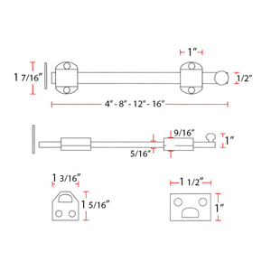 1571 - Mini Surface Bolt - 1" Throw