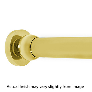 48" Shower Rod - Contemporary Round - Unlacquered Brass