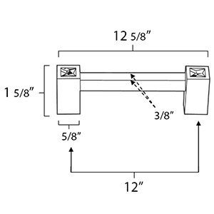 CD718-12 - Contemporary Square Crystal - 12" Appliance Pull