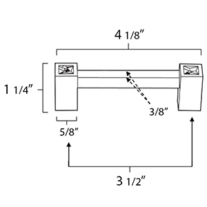 C718-35 - Contemporary Square Crystal - 3.5" Cabinet Pull