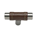 288 - Zanzibar - 2" Cabinet Knob - Brown Leather/ Brushed Nickel