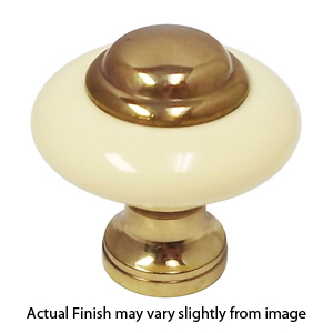 Jado - 1.25" Cabinet Knob - Bone/ Polished Brass