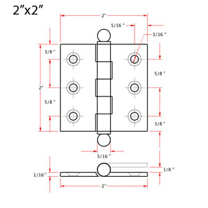 Mortise Hinge - 2" x 2"