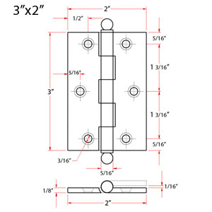 Mortise Hinge - 3" x 2"