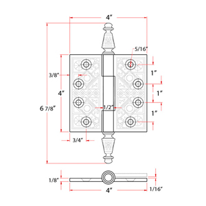 Mortise Hinge - Ornate Design