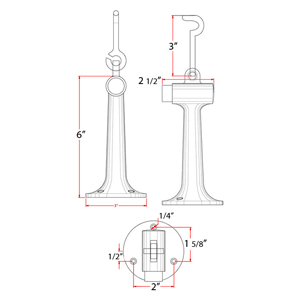 Floor Mount Bumper w/Hook - Heavy Duty - 6"