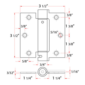 3.5" x 3.5" Spring Hinge - Square Corner