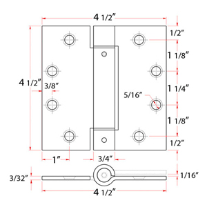 4.5" x 4.5" Spring Hinge - Square Corner