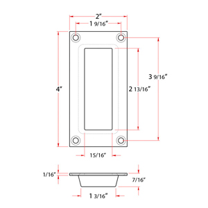 FP155U32D - Rectangle Flush Pull - 4"