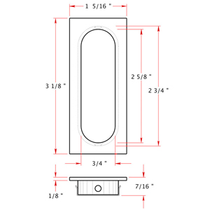 Rectangular Flush Pull - 3 1/8"