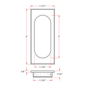 Rectangular Flush Pull - 3 5/8"