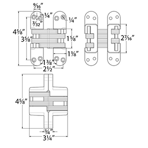 4-5/8" x 3.25" Concealed Hinges