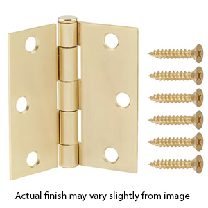 3" x 3" Residential Door Hinges - Satin Brass