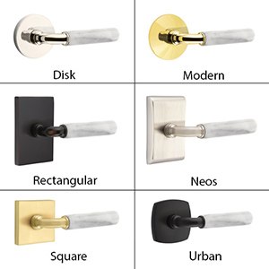 Emtek - White Marble R-Bar Door Lever