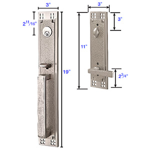 Emtek - Arts & Crafts Full Length Tubular Right-Hand Lever Entrance Set