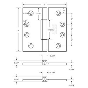 4" Square Barrel Hinges - Heavy Duty