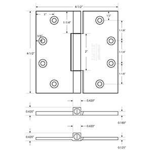 4.5" Square Barrel Hinges - Heavy Duty