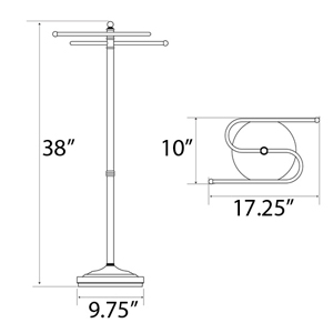 1506 - Gatco 39" Floor S-Towel Holder - Satin Nickel