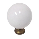 Round Cabinet Knob - White Porcelain - Antique Brass base