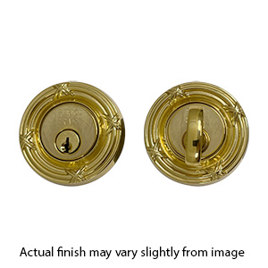 Period Brass Keyed Single Cylinder Deadbolt - Ribbon & Reed - Polished Brass