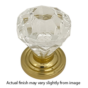 CK3AC - Diamond Acrylic 1.25" Cabinet Knob - Polished Brass