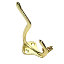 Coat and Hat Double Hook - Satin Brass