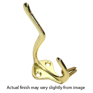 Coat and Hat Double Hook - Satin Brass