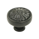 M602 PAB - Normandy Classic - 1.25" Flower Cabinet Knob - Patina Black