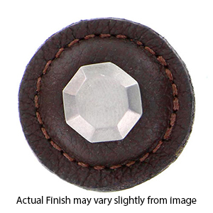 K1284 - Archimedes - 1.25" Brown Leather Octagon Knob